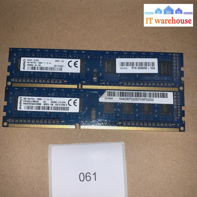 Lot Of 2 Kingston 4Gb 1Rx8 Pc3L-12800U-11-12-A1 Ddr3 Desktop Memory