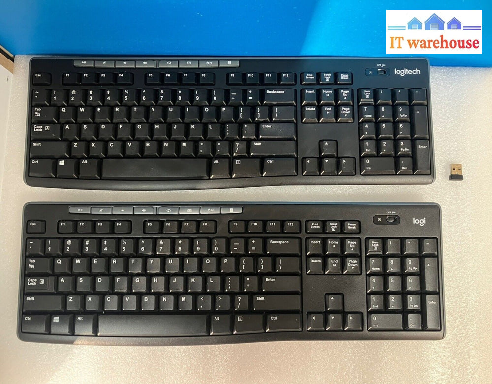 ~ (Lot Of 2) Logitech K270 Wireless Keyboard With One Receiver *Tested/Working*