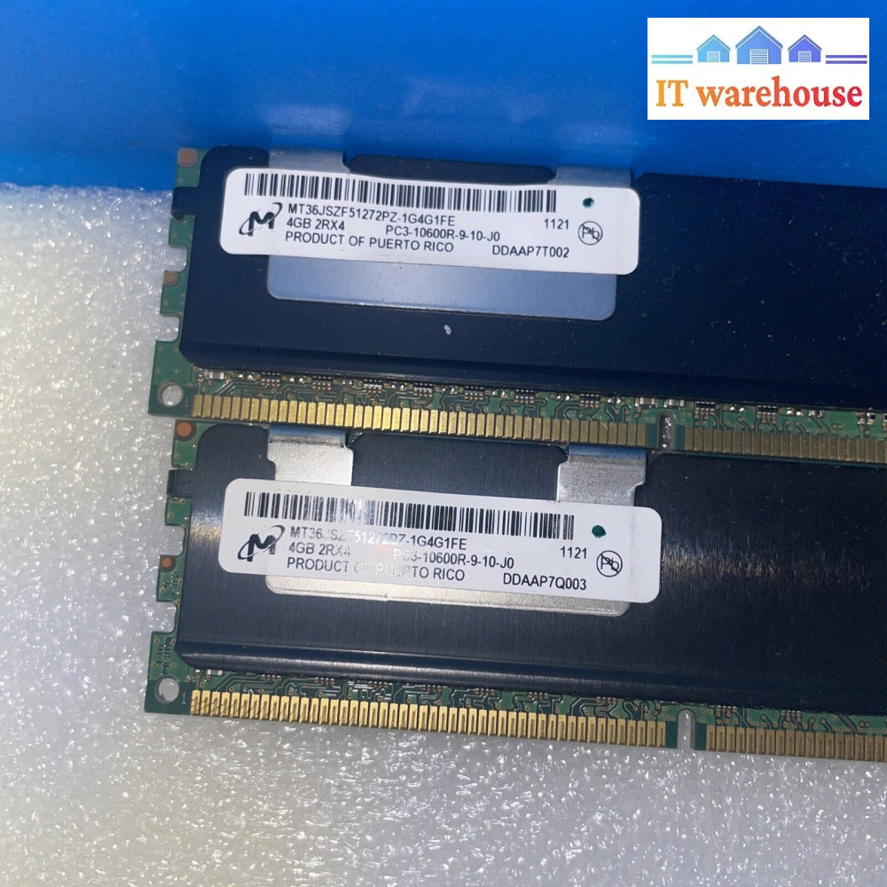 * Lot Of 2 Micron Mt36Jszf51272Pz-1G4G1Fg 4Gb 2Rx4 Pc3-10600R Server Memory