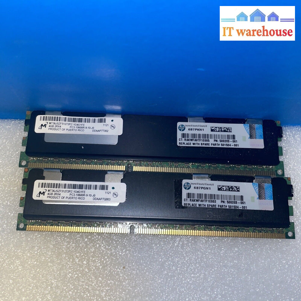 * Lot Of 2 Micron Mt36Jszf51272Pz-1G4G1Fg 4Gb 2Rx4 Pc3-10600R Server Memory