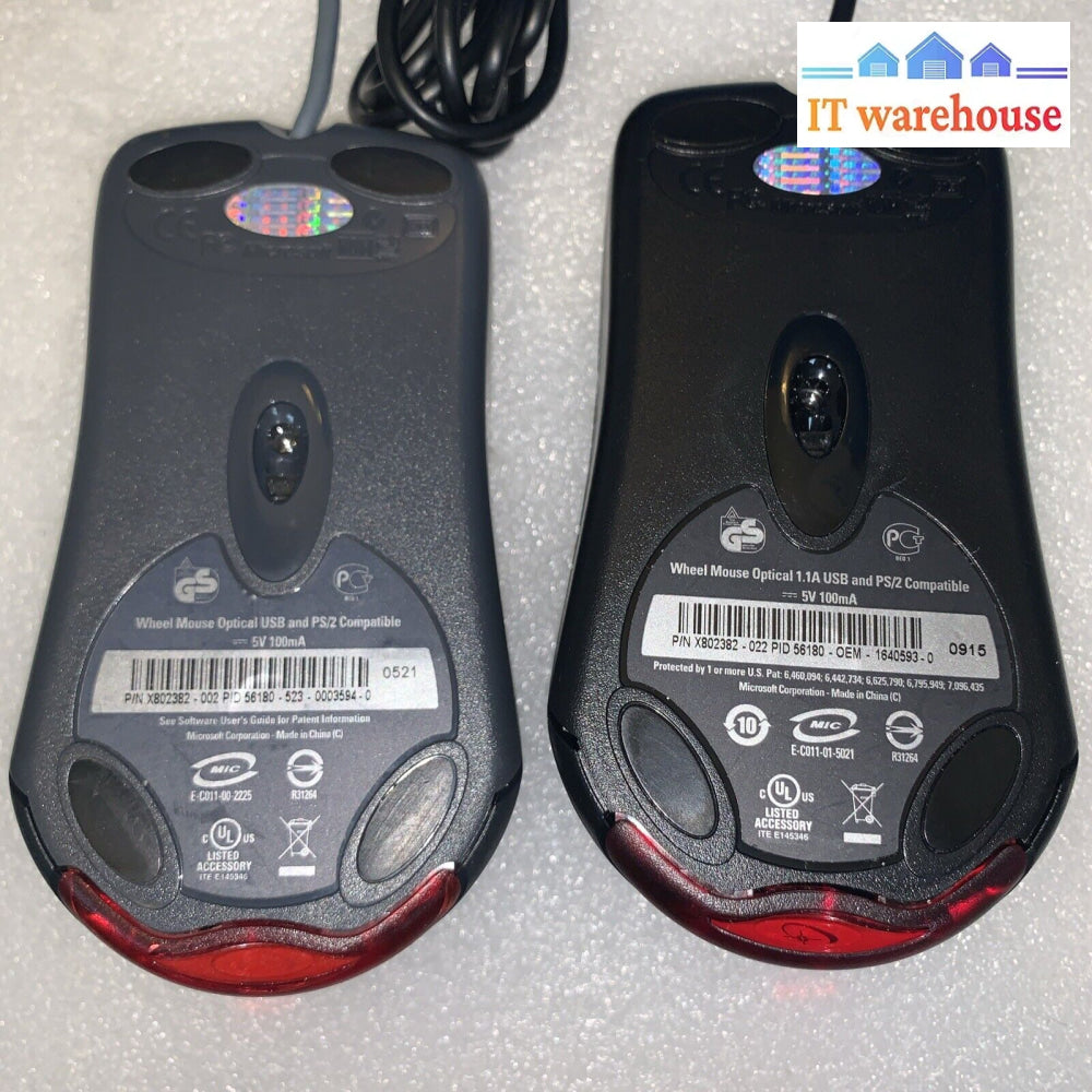 Lot Of 2 Microsoft Wheel Mouse Optical Usb And Ps2 Compatible X802302