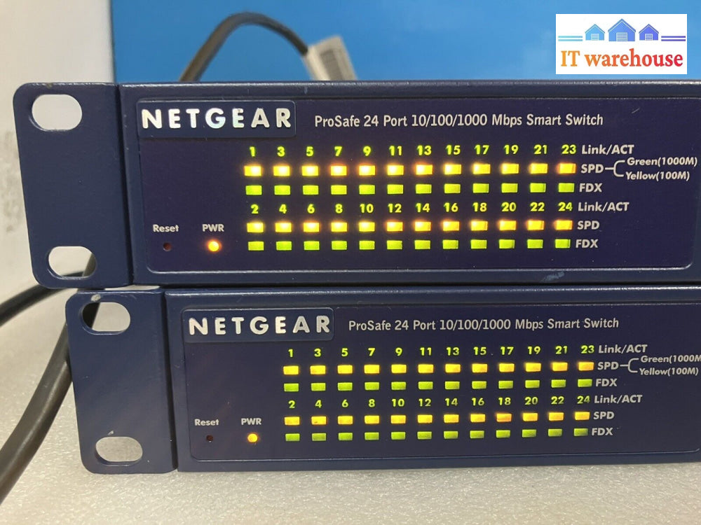 (Lot Of 2) Netgear Prosafe 24 Port 10/100/1000 Mbps Smart Switch Gs724T V3H2 ~