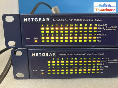 (Lot Of 2) Netgear Prosafe 24 Port 10/100/1000 Mbps Smart Switch Gs724T V3H2 ~