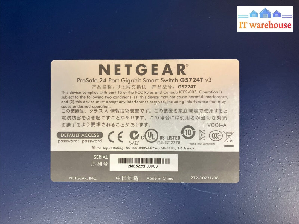 (Lot Of 2) Netgear Prosafe 24 Port 10/100/1000 Mbps Smart Switch Gs724T V3H2 ~