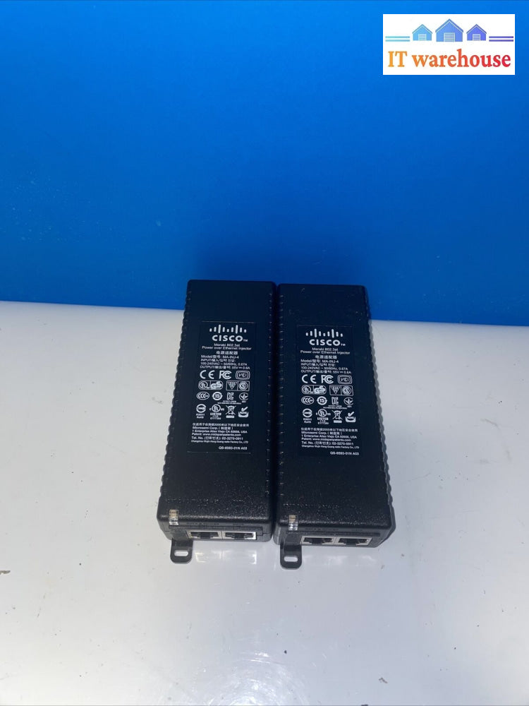 Lot Of 2. Oem Cisco Microsemi Ma-Inj-5 Meraki 802 Power Ethetnet Injector 55V