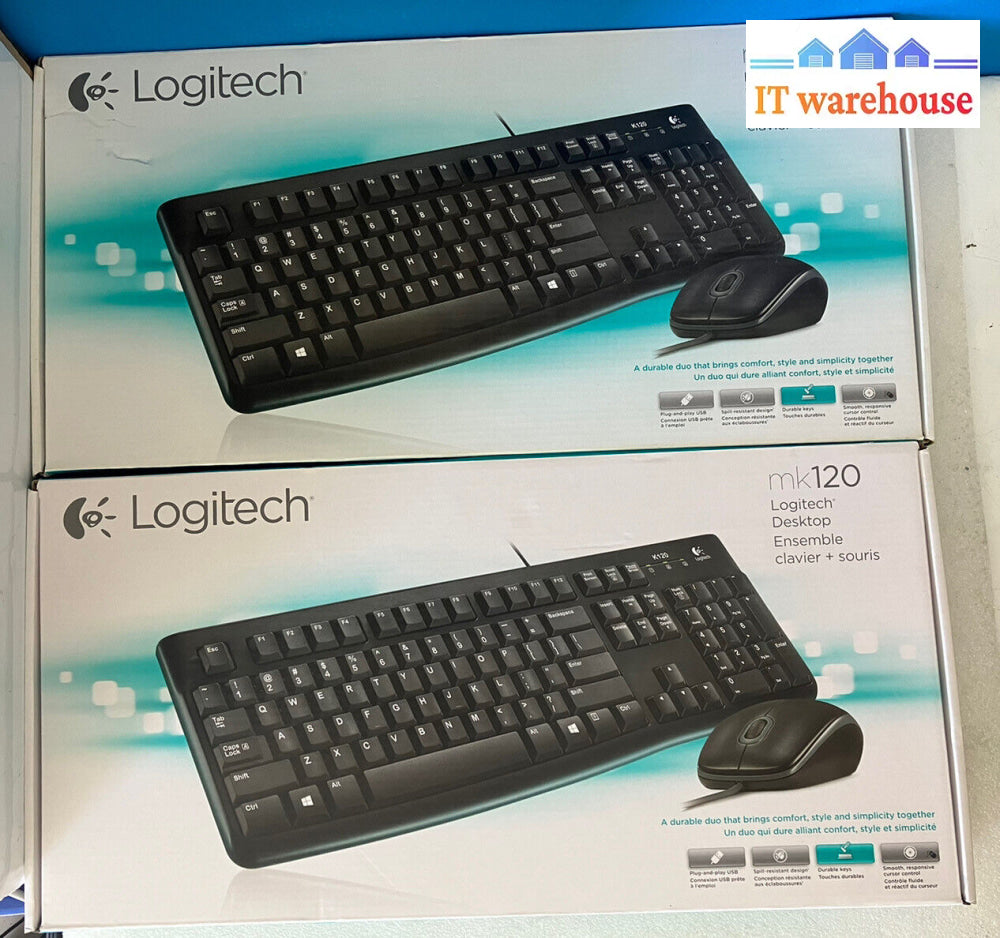 ~ (Lot Of 2) Open Box Logitech Mk120 (920-002565) Wired Keyboard No Mouse