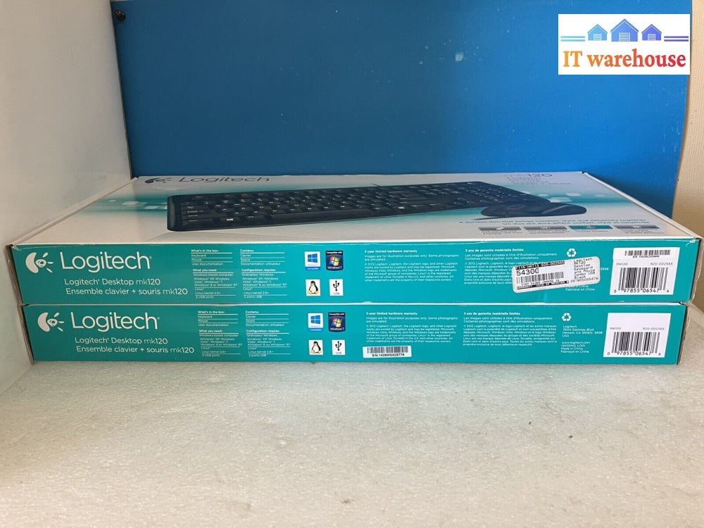 ~ (Lot Of 2) Open Box Logitech Mk120 (920-002565) Wired Keyboard No Mouse