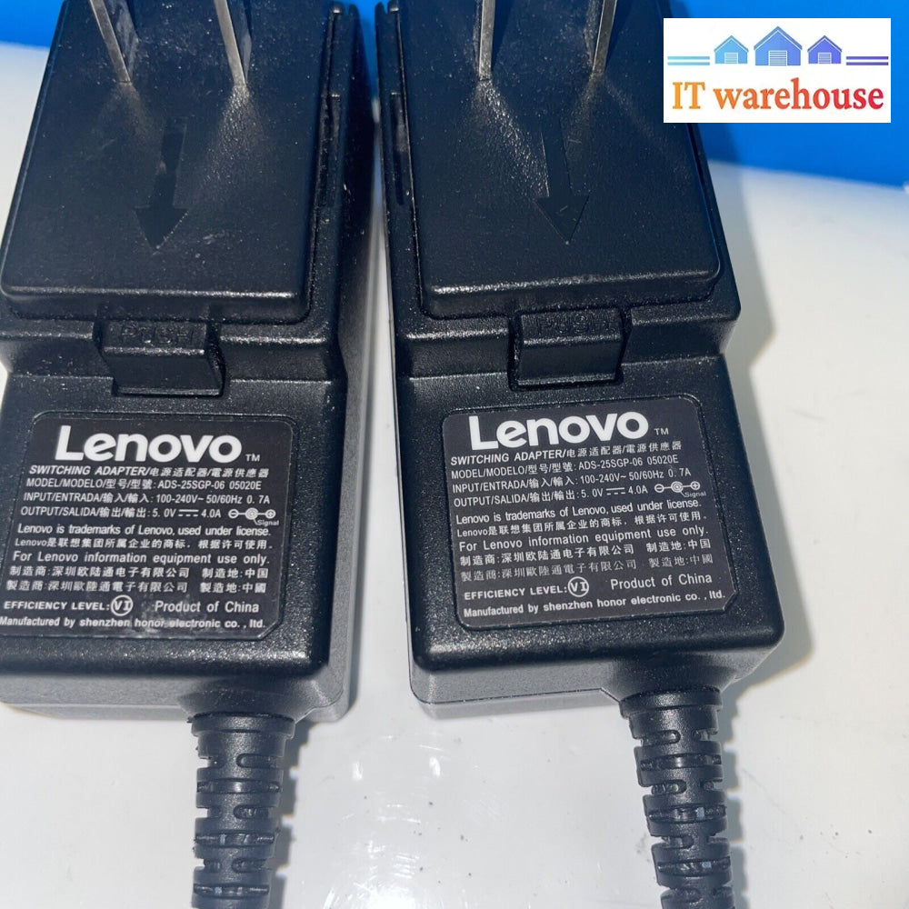 Lot Of 2 Original Lenovo Ads-25Sgp-06 5V 4A Ac Power Adapter Charger Supply