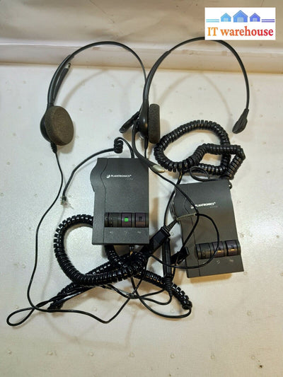 - Lot Of 2 Plantronics M12 Vista Amplifier W/Headset (No Adapter)