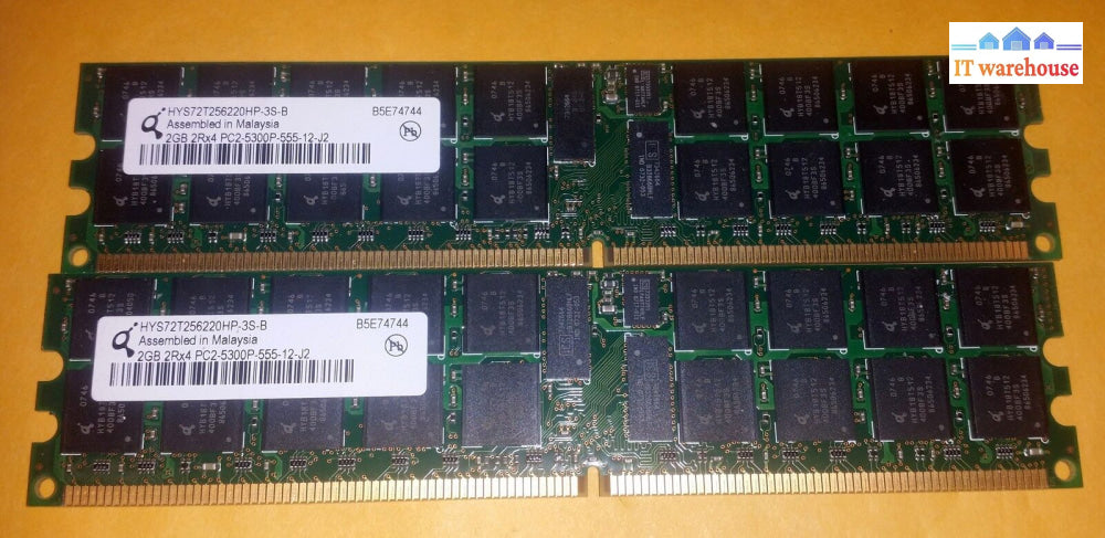 Lot Of 2 Quimonda Hys72T256220Hp-3S-B Pc2-5300P-555-12-J2 Ecc 2Gb Server Memory