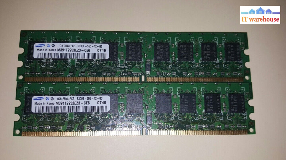 Lot Of 2 Samsung 1Gb Ddr2-667 Pc2-5300 240-Pin M391T2953Ez3-Ce6 Ecc Memory @@@