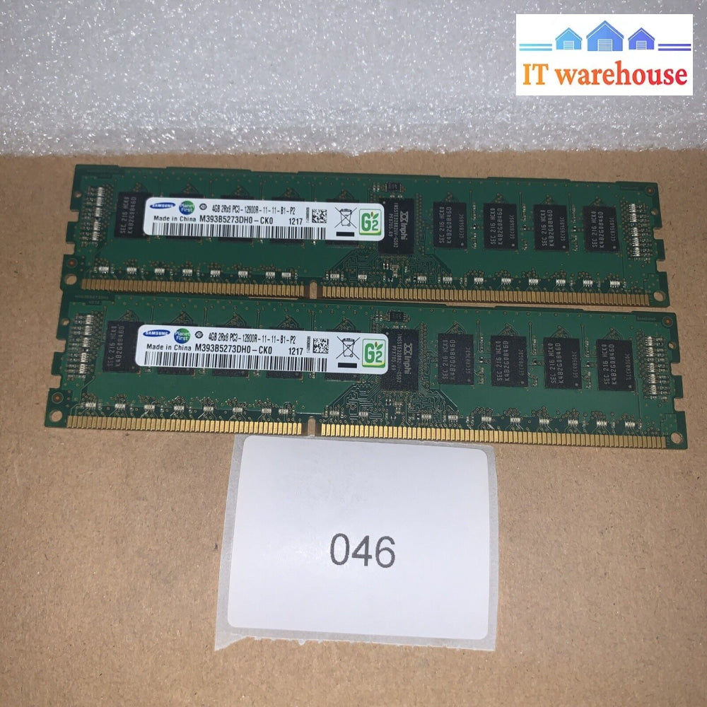 Lot Of 2 Samsung M393B5273Dh0-Ck0 4Gb 2Rx8 Pc3L-12800R (Server) Memory