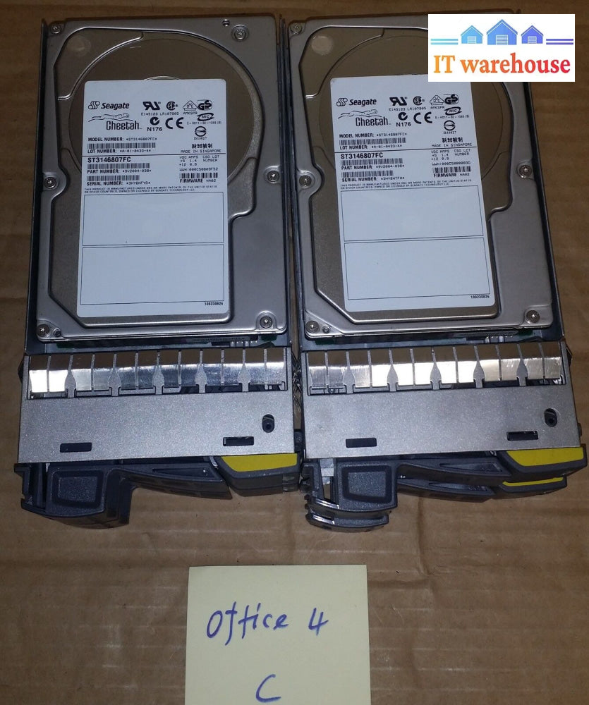 Lot Of 2 Seagate 146Gb 10K 9V2004-038 Fw: Na02 St3146807Fc W/ Tray 108-00057