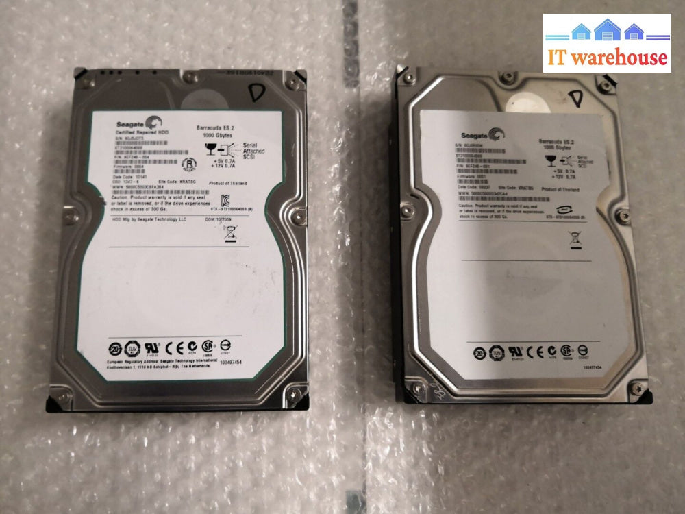 + Lot Of 2 Seagate Barracuda Es.2 1Tb Sas 72K 3.5’ Hard Drive St31000640Ss @@@