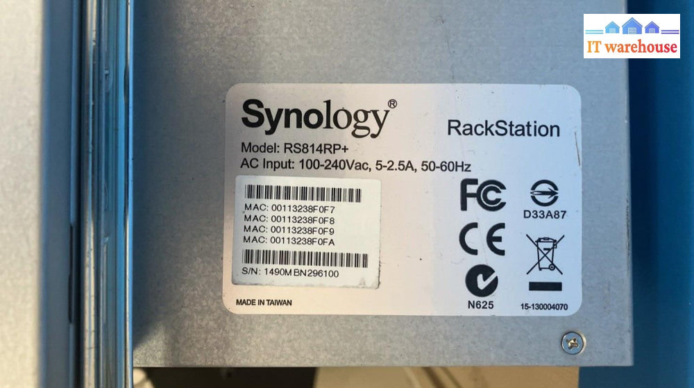 (Lot Of 2) Synology Rackstation Rs814Rp + 4-Bays Nas Storage Server System ~