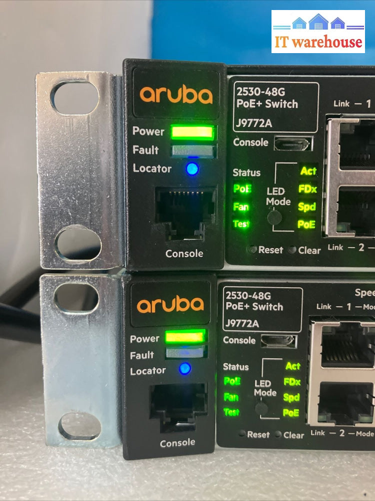 (Lot Of 2X) Aruba J9772A 2530-48G Poe + 48 Port Ethernet Switch W/ Rack Ears ~