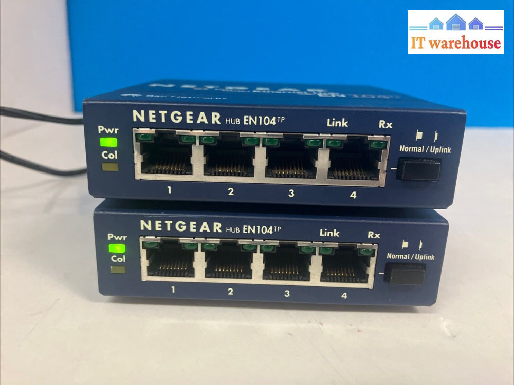 (Lot Of 2X) Bay Networks Netgear En104 Tp 10 Mbps 4-Port Ethernet Switch W/ Ac ~