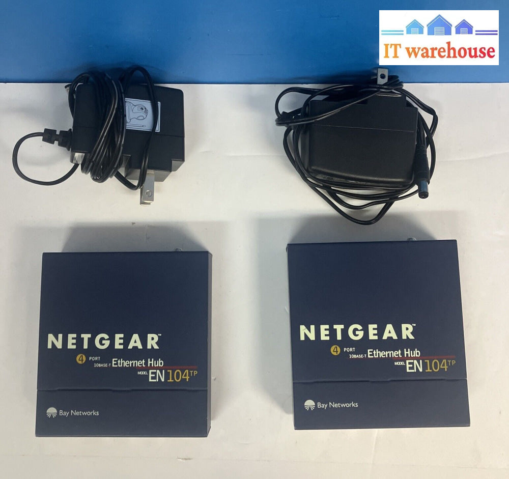 (Lot Of 2X) Bay Networks Netgear En104 Tp 10 Mbps 4-Port Ethernet Switch W/ Ac ~