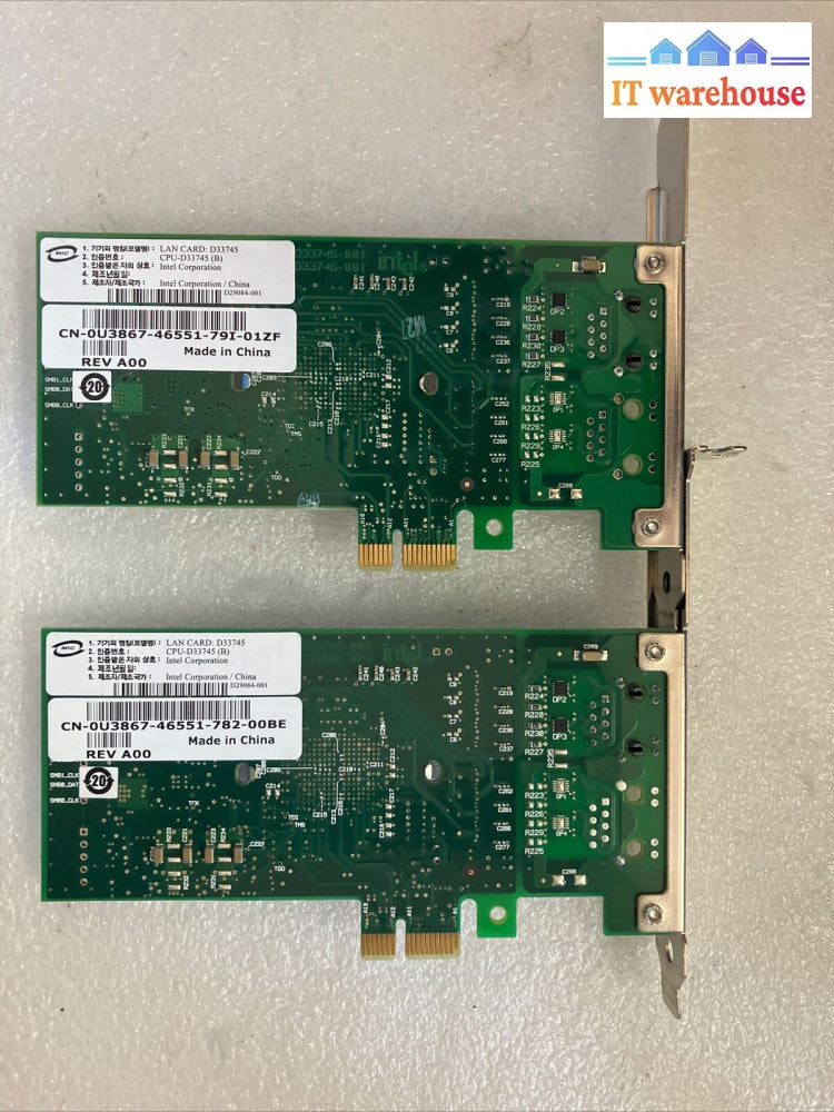 (Lot Of 2X) Dell D29084 1-Port Pci-E Server Network Lan Card D33745 Pn 0U3867 ~