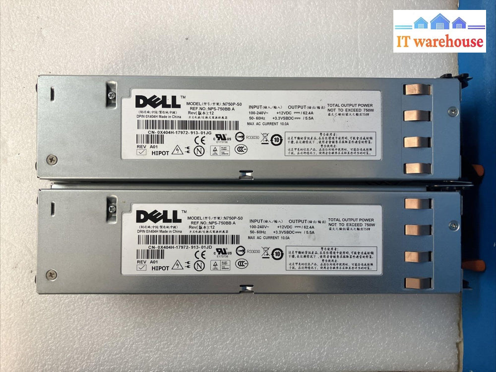 (Lot Of 2X) Dell Poweredge 2950 0X404H / N750P-S0 Nps-750Bb 750W Power Supply ~