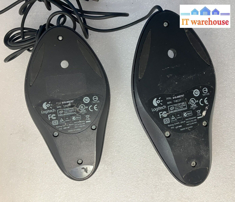 (Lot Of 2X) Logitech T-Bc21 810-000767 Wired Usb Mouse With Trackball *Tested* ~