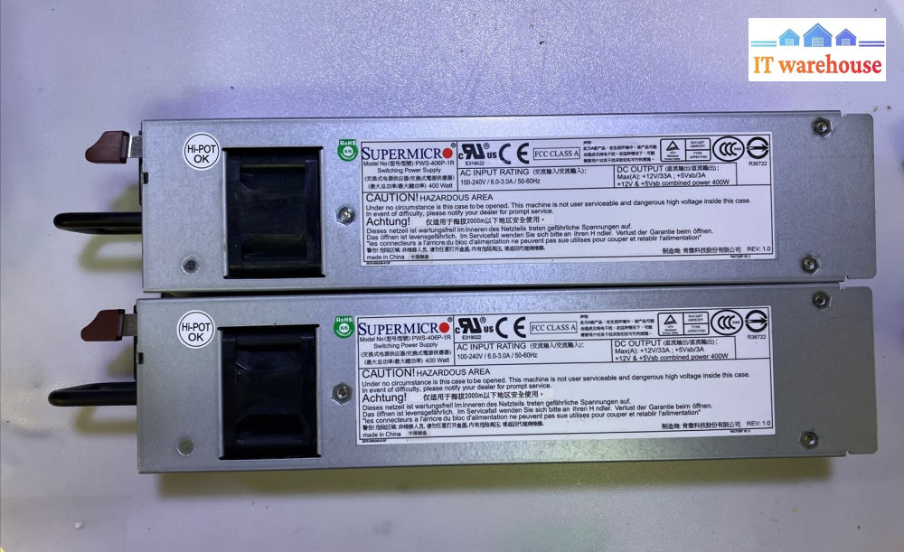 (Lot Of 2X) Supermicro Pws-406P-1R 400W Switching Power Supply 12V/33A ~