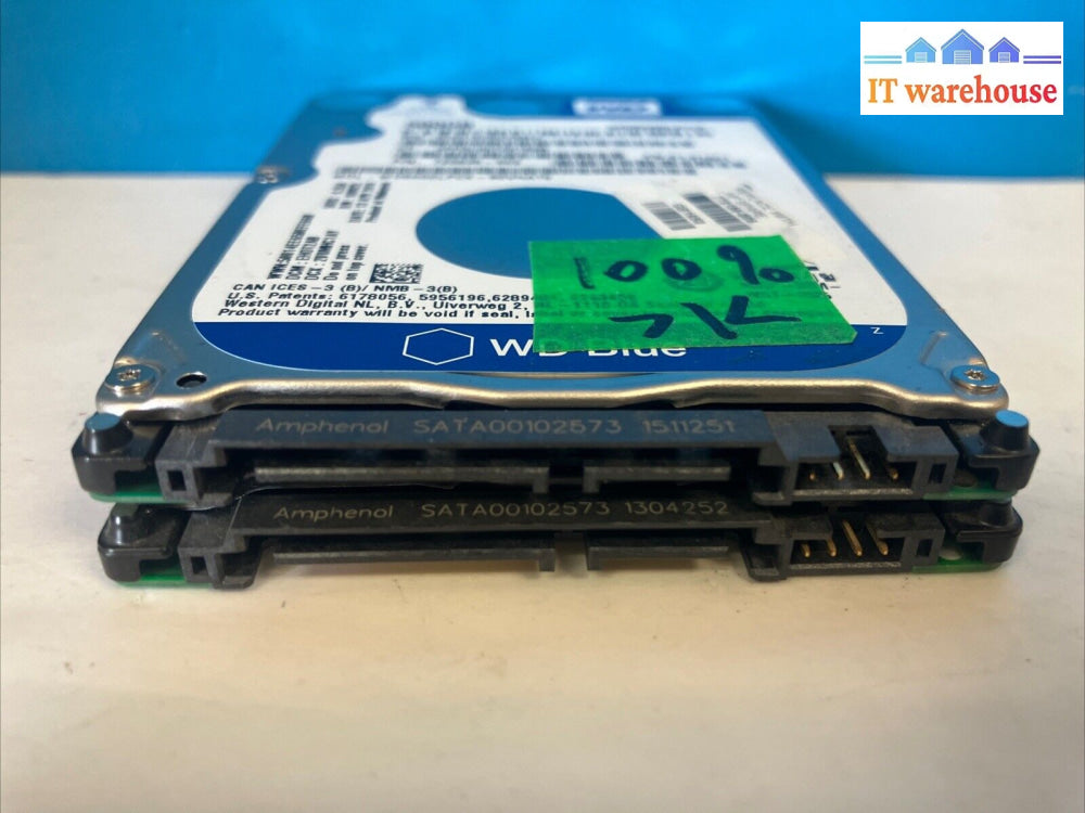 (Lot Of 2X) Wd Blue Wd5000Lp 500Gb Sata 2.5’’ Hard Drive Hdd (1000 Days Remain) ~