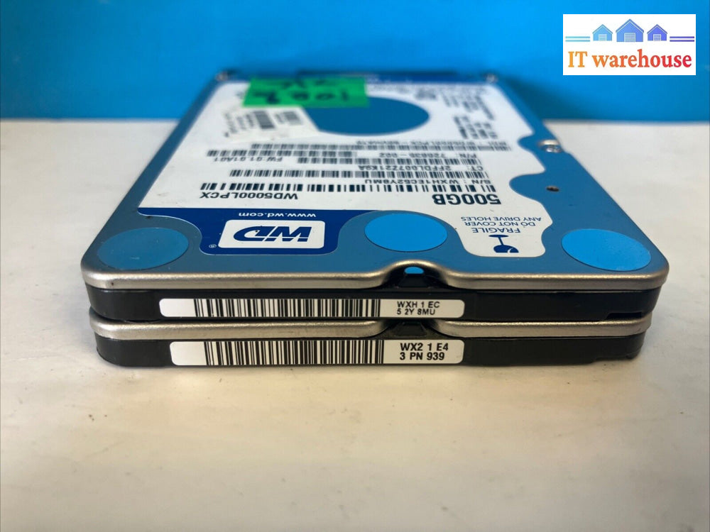 (Lot Of 2X) Wd Blue Wd5000Lp 500Gb Sata 2.5’’ Hard Drive Hdd (1000 Days Remain) ~