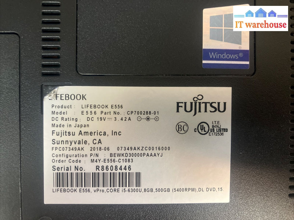 (Lot Of 3) Fujitsu Lifebook E556 15.6’ Laptop I5-6300U Cpu 8Gb Ram 500Gb Hdd ~