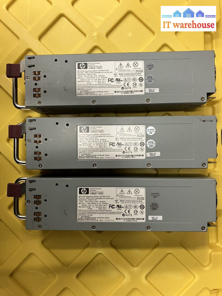 ~ Lot Of 3 - Hp 398713-001 405914-001 575W Hstns-Pl09 Ac Power Supplies