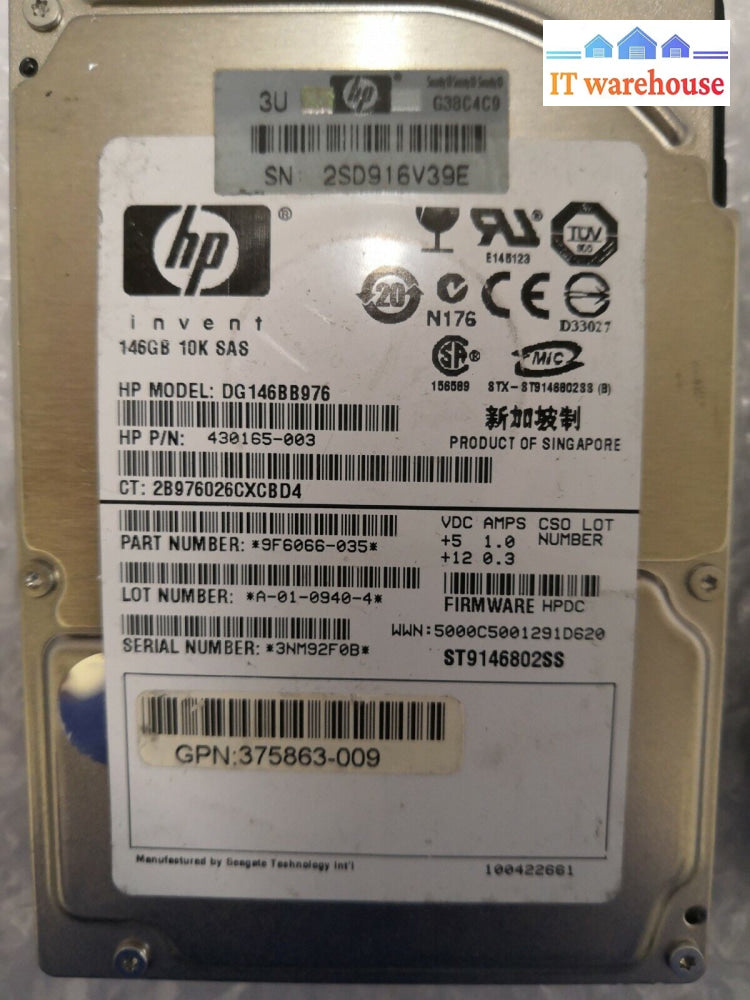 + Lot Of 3 Hp Dg146Bb976 430165-003 2.5’ 146Gb Sas Hard Drive @@@