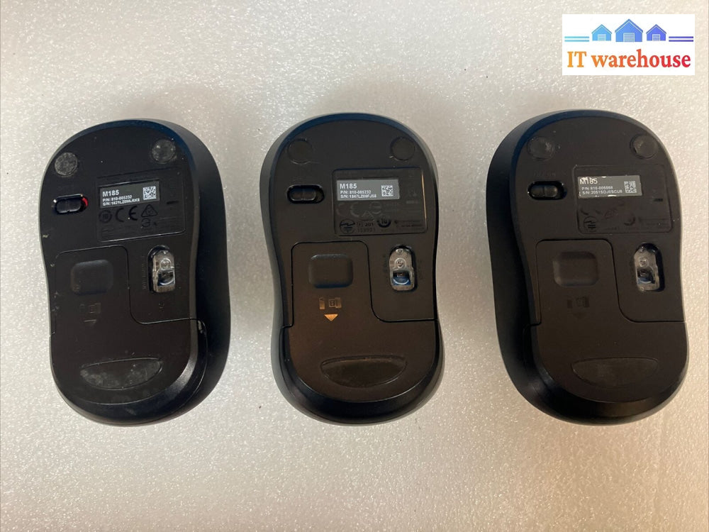 Lot Of 3 Logitech M185 Wireless Optical Mouse Usb Nano Receiver ~