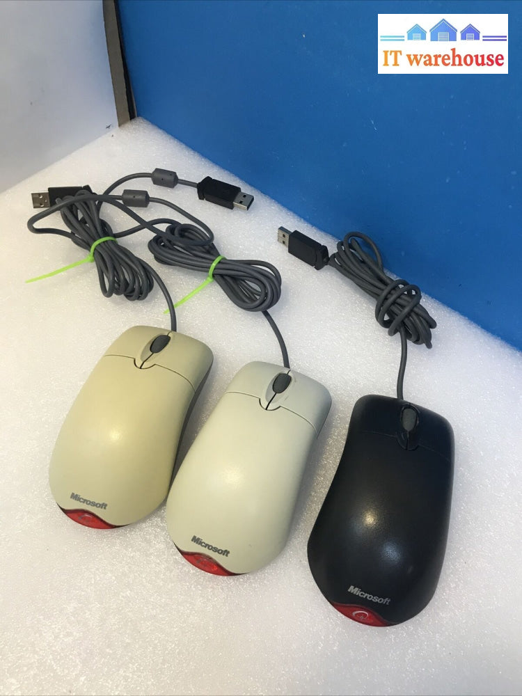 Lot Of 3 Microsoft Wheel Mouse Optical Usb & Ps/2 Compatible X08 Series