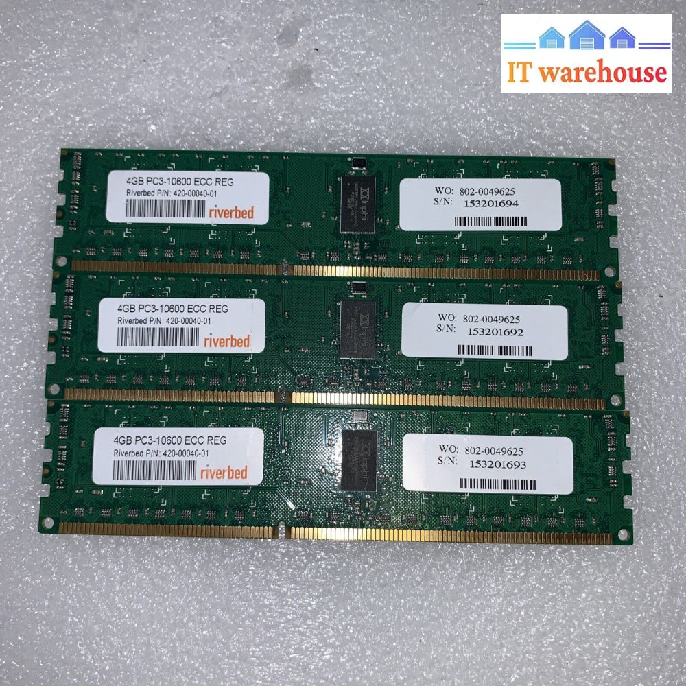 Lot Of 3 Riverbed 4Gb Pc3-10600 Ddr3-1333Mhz Ecc Ram Rb420-00040-01