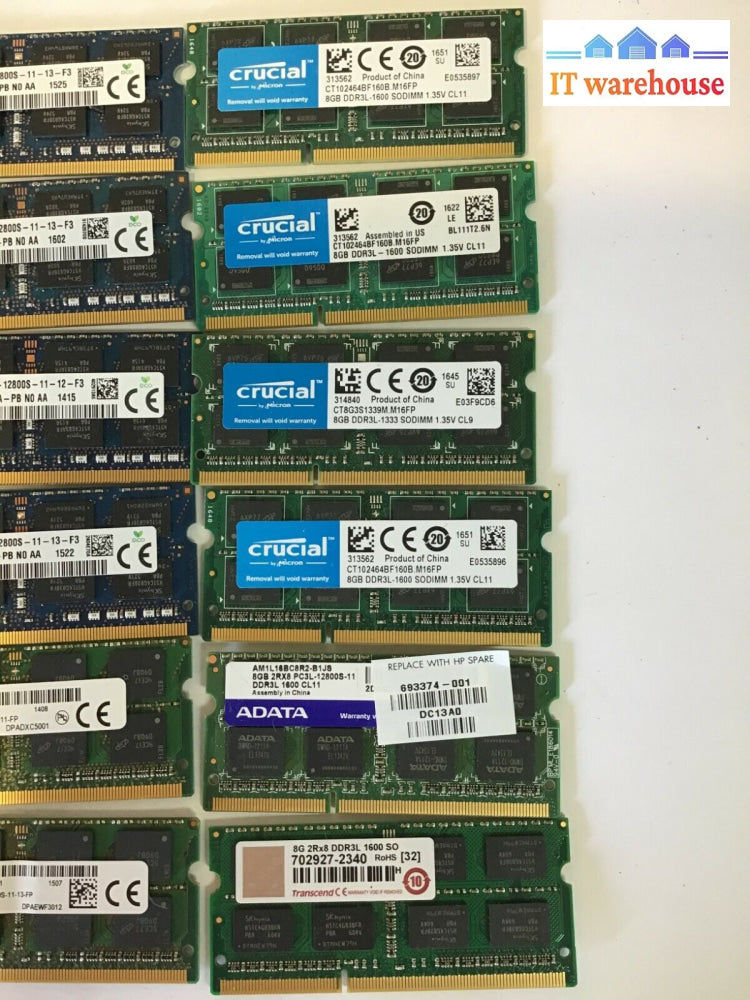 (Lot Of 30) 8Gb Ddr3L Ram Samsung Skhynix Micron Etc. Tested