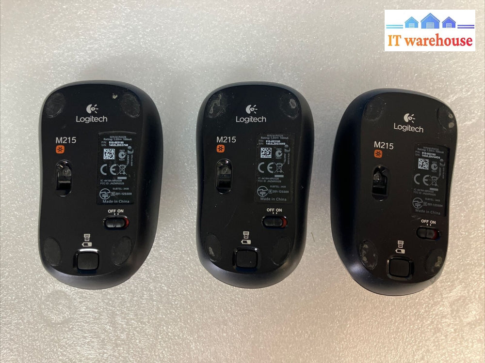 (Lot Of 3X) Logitech M215 Wireless Mouse With 3 Usb Receivers *Tested/Working* ~