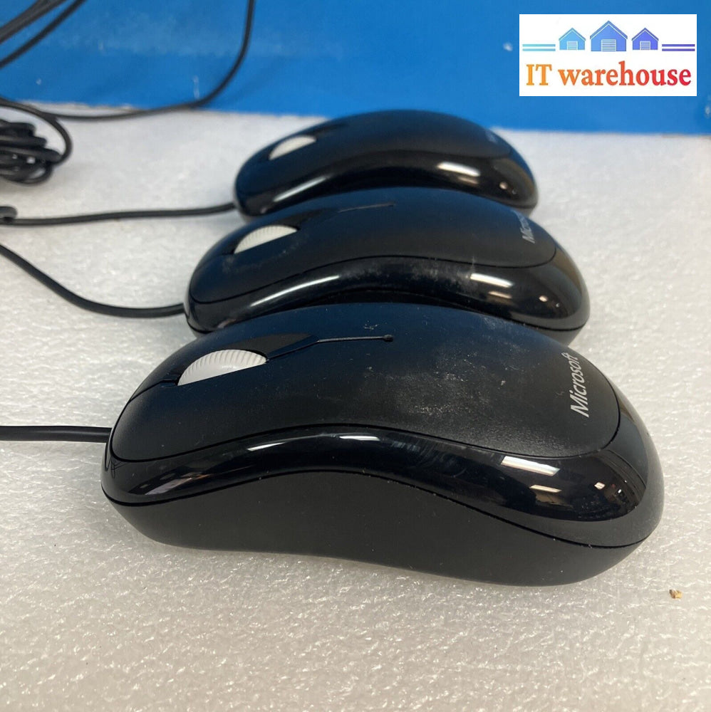 (Lot Of 3X) Oem Official Microsoft Basic Optical Mouse Model 1113 Black Tested ~