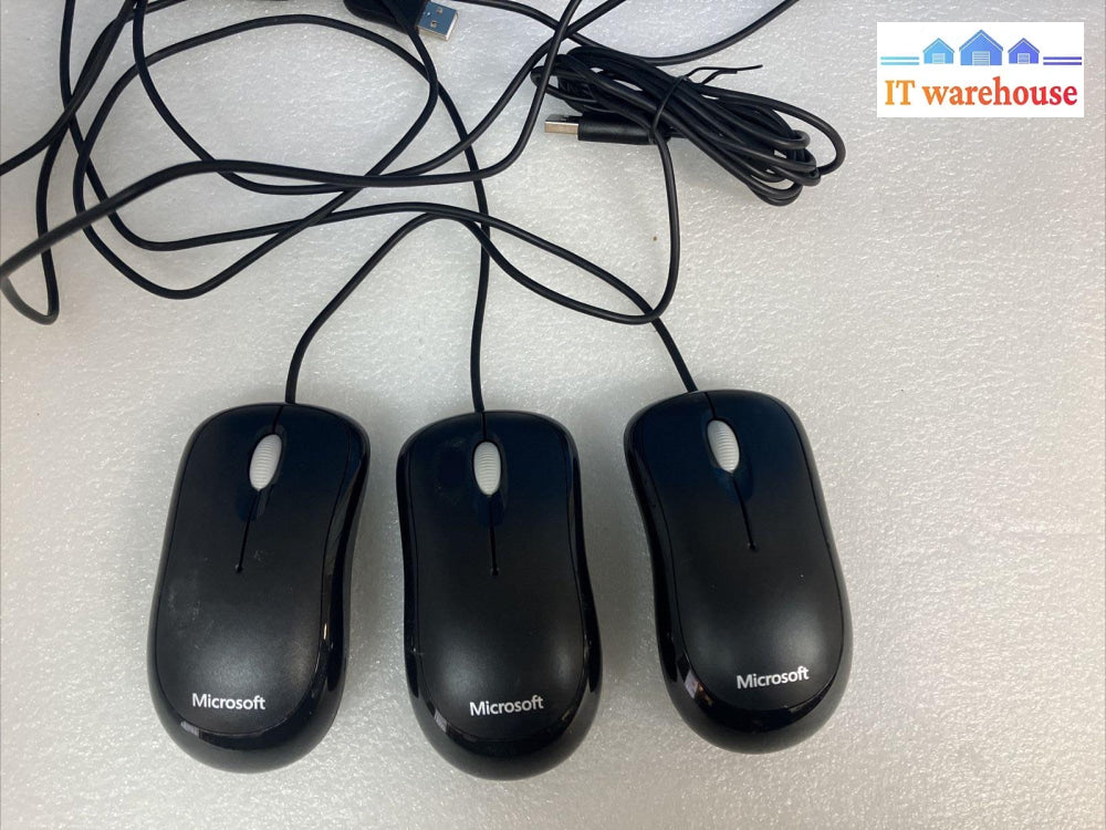 (Lot Of 3X) Oem Official Microsoft Basic Optical Mouse Model 1113 Black Tested ~