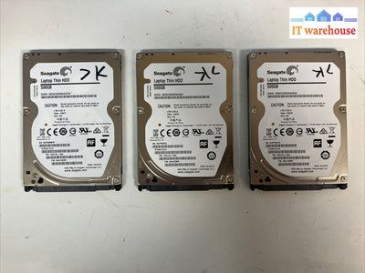 (Lot Of 3X) Seagate St500Lt012 5400 Rpm 500Gb 2.5’ Laptop Thin Hdd 1Dg142-500 ~