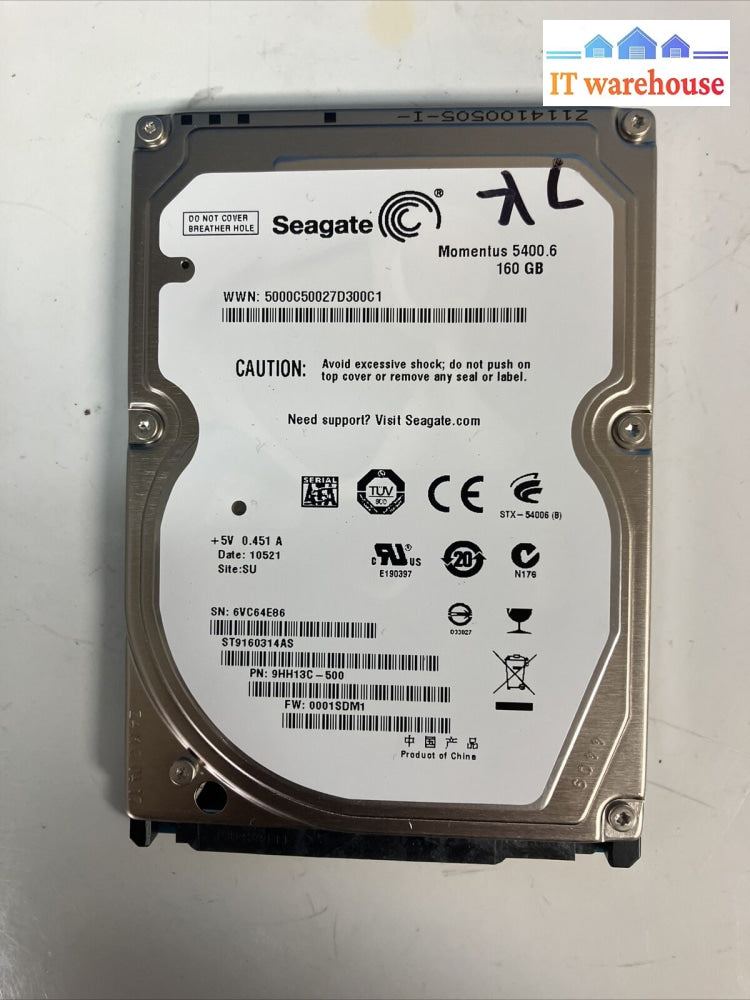 (Lot Of 3X) Seagate St9160314As 5400 Rpm 160Gb 2.5’ Laptop Hdd 9Hh13C-500 ~