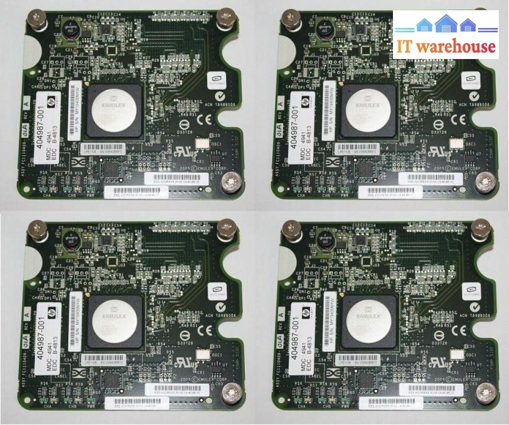 Lot Of 4 Hp Emulex 4Gb Fibre Hba Mezzanine Card 405921-001 / 404987-001