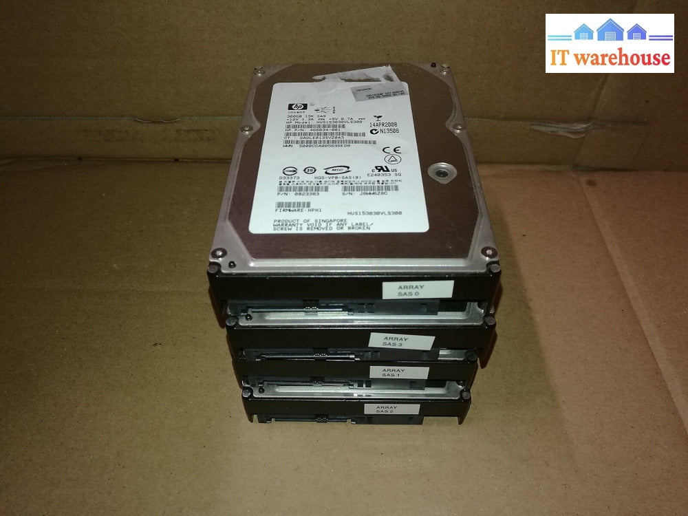 - Lot Of 4 Hp Hus153030Vls300 300Gb Sas Hard Drive P/N:466034-001 Fw:hph1 @@@