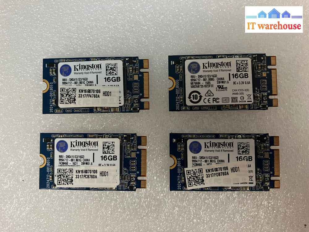 ~ (Lot Of 4) Kingston 16Gb M.2 Sata Ssd Solid State Drive Rbu-Sns4151S3/16Gd