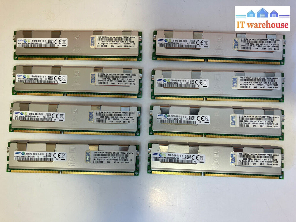 ~ Lot Of 4 Samsung 32Gb 4Rx4_Pc3L 8500R M393B4G70Dm0 - Yf8 240 Pin (Server Ram)