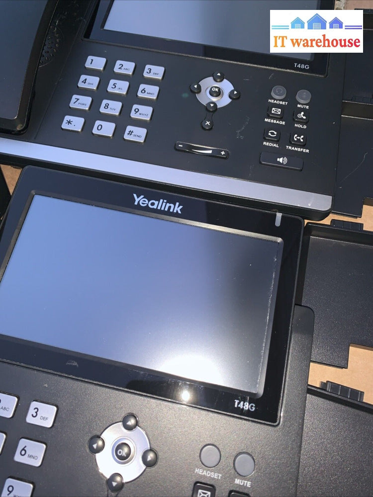 Lot Of 4 Yealink Sip-T48G Gigabit Voip Ip Office Phone W/ Handset & Stand