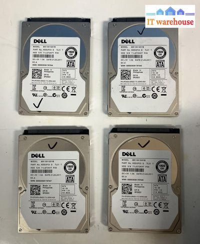 (Lot Of 4X) Dell Mk1661Gsyb 7200 Rpm 160Gb 2.5’ Laptop Hdd P/N: Hdd2F03 0P2Xd2 ~