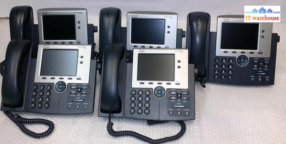 Lot Of 5 Cisco Cp-7945G Poe Color Display Unified Ip Voip Business Telephone