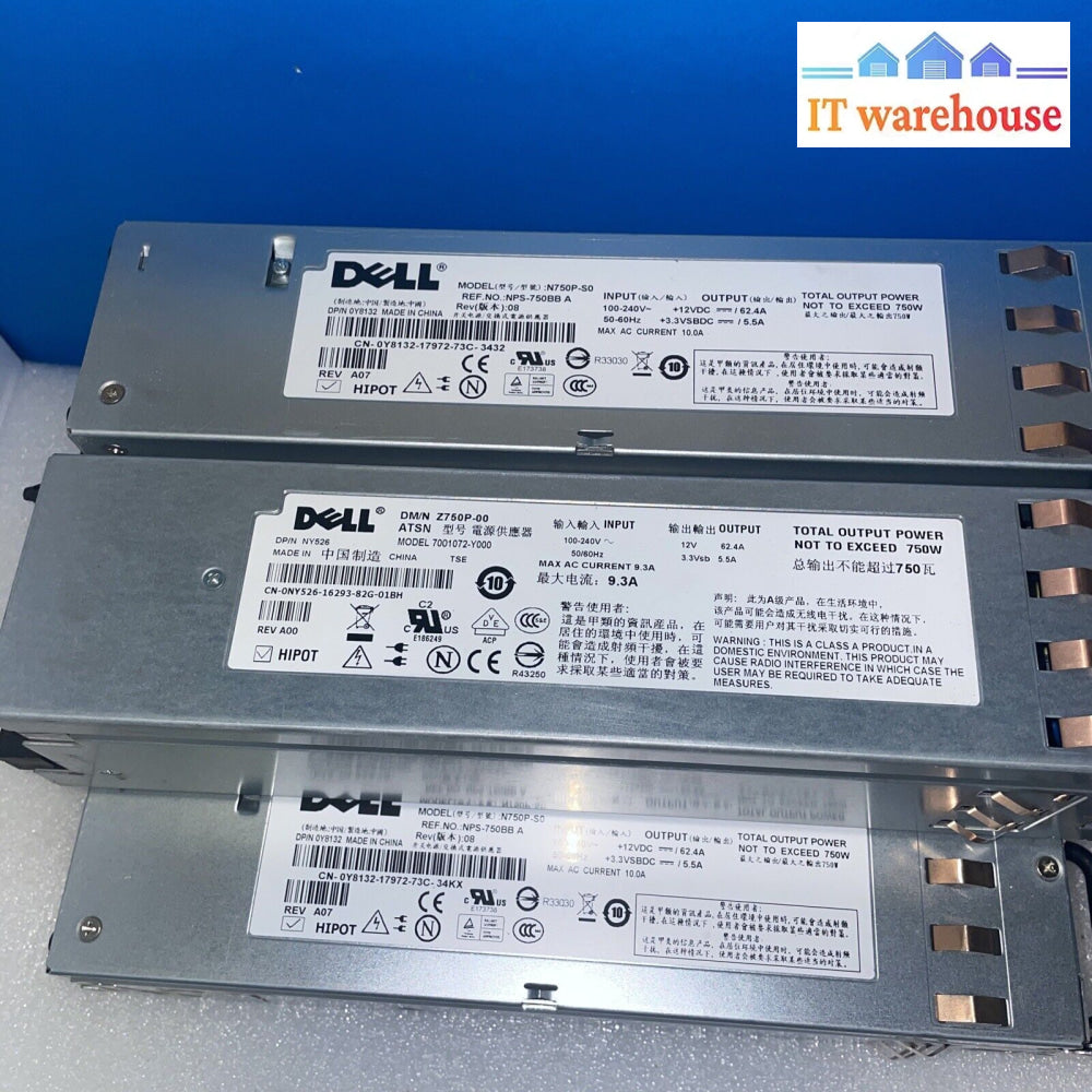 Lot Of 5 Dell 0Ju081 Power Supplies N750P 750W For Poweredge 2950 Server