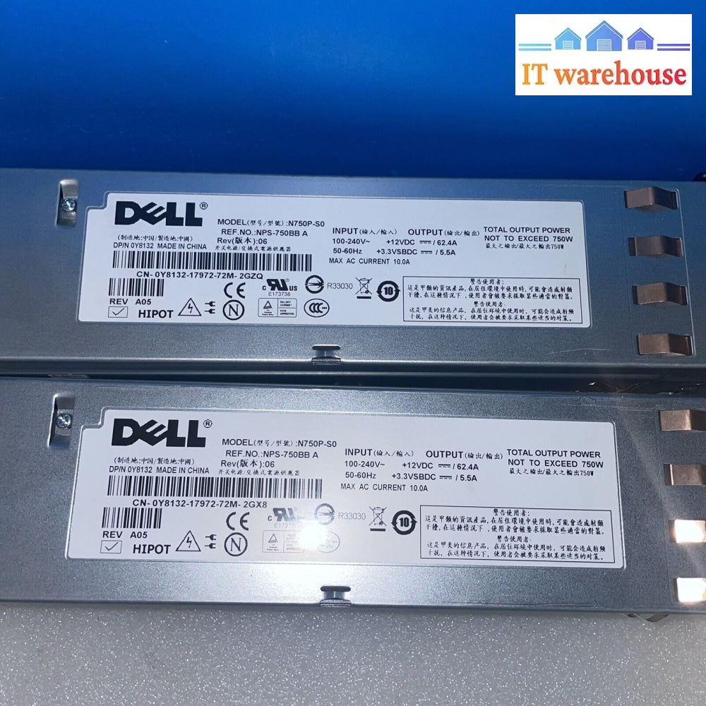 Lot Of 5 Dell 0Ju081 Power Supplies N750P 750W For Poweredge 2950 Server