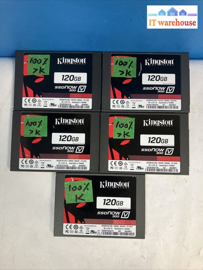 Lot Of 5 Kingston Ssdnow V300 2.5’ 120Gb Sata Ssd Hard Drive (1000Days Remain) ~